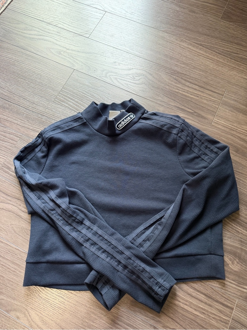 adidas Navy Blue Ribbed Crew Neck Sweatshirt